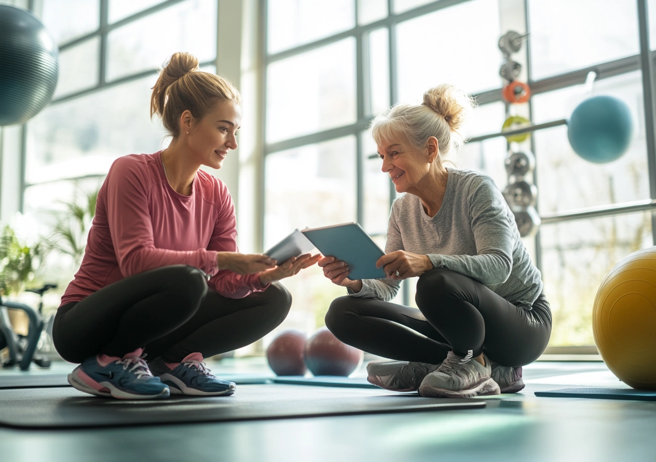 Інструктор проводить консультацію з жінкою поважного віку
